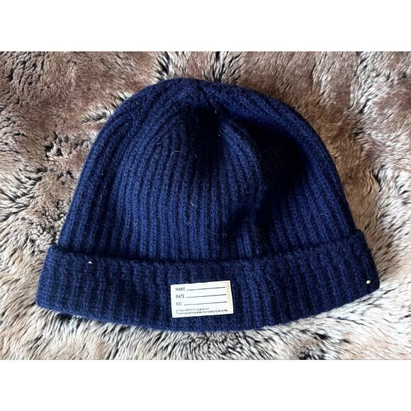 Visvim 100% Wool Beanie Cap Navy Blue One Size - Picture 1 of 5